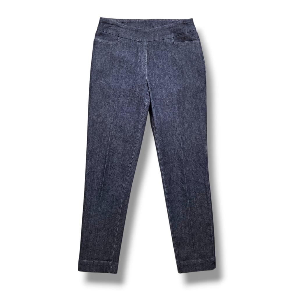 Slim Sation Ankle Jeans Womens 8 Dark Wash Notch Hem Pull On Mid Rise Skinny